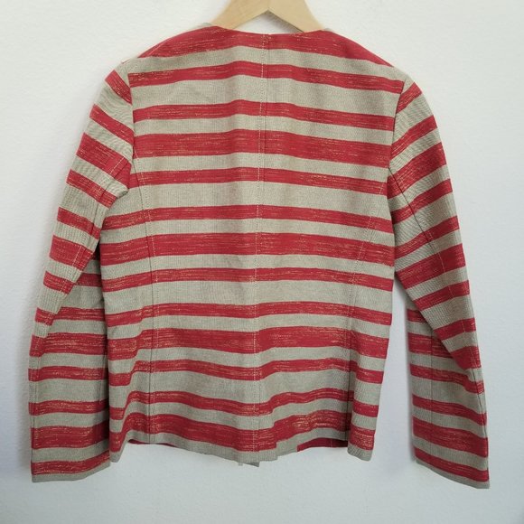 Lafayette 148 Zip Front Jacket Coat Blazer Business Casual Small Stripe Metallic - Picture 3 of 7